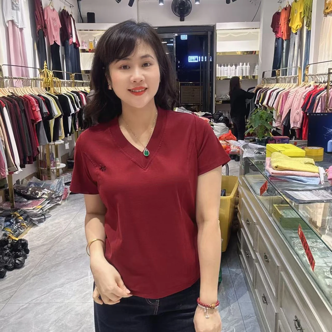 40-14休闲V领T恤58长