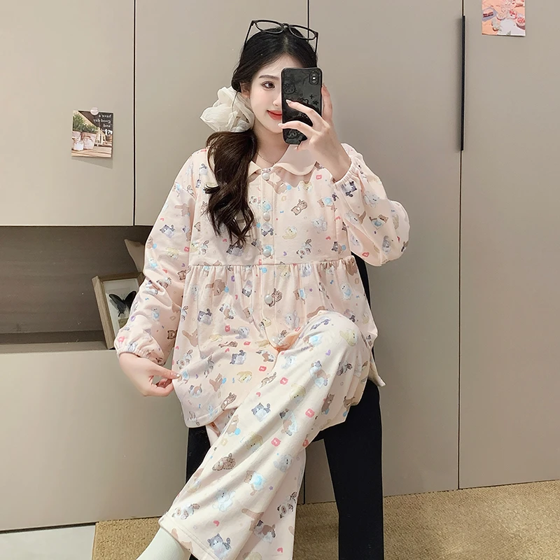 新款保暖月子服产后可外出春秋冬季孕妇睡衣产妇哺乳喂奶家居套装
