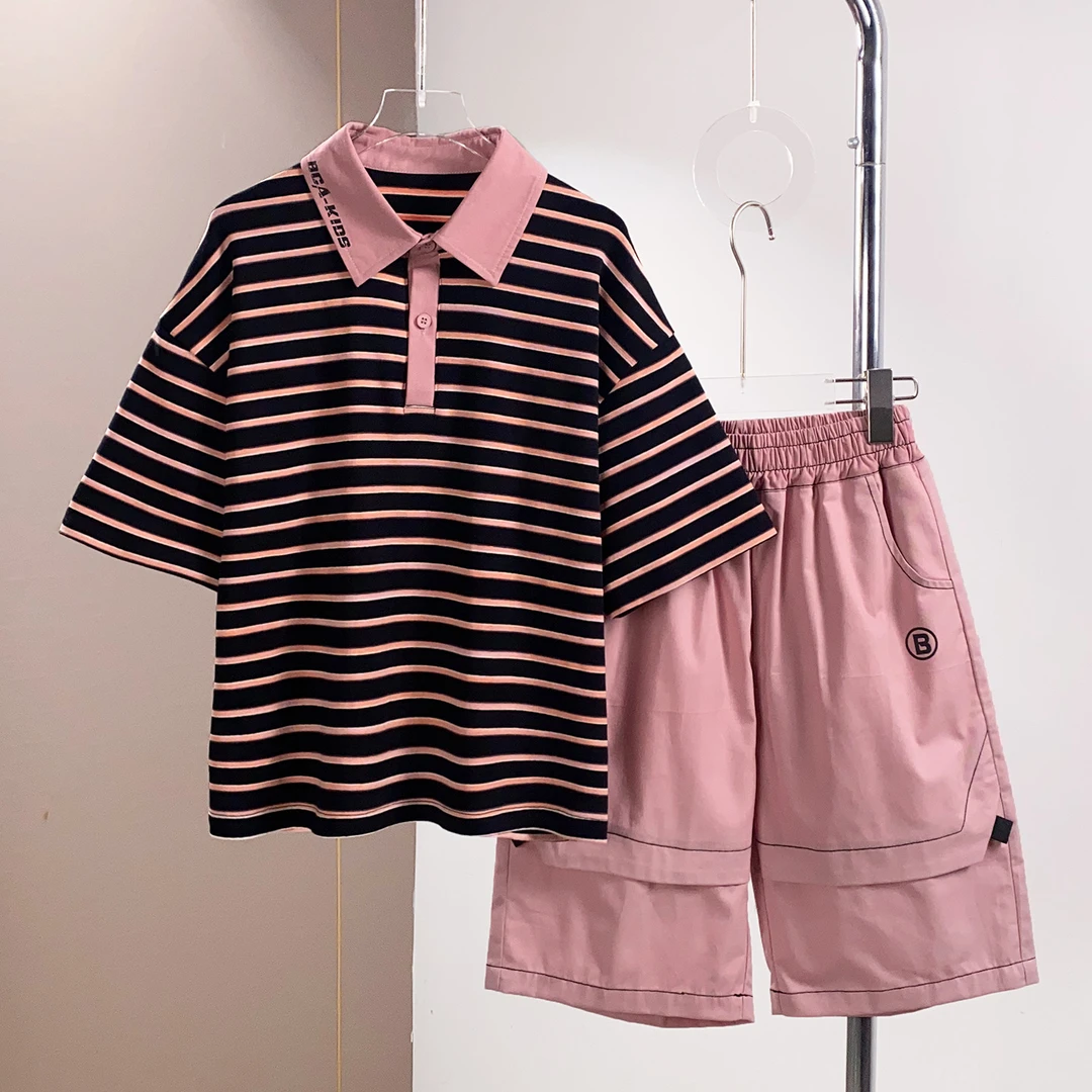 BCA【冠军代言】中大童青少年夏季休闲时尚短袖套装DF-套装3568