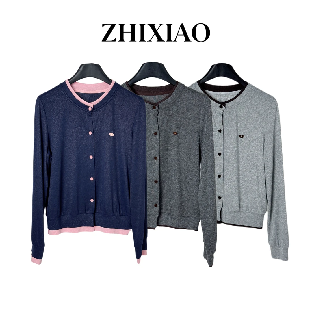 【ZHIXIAO】秋冬新款：拼色长袖开衫82319