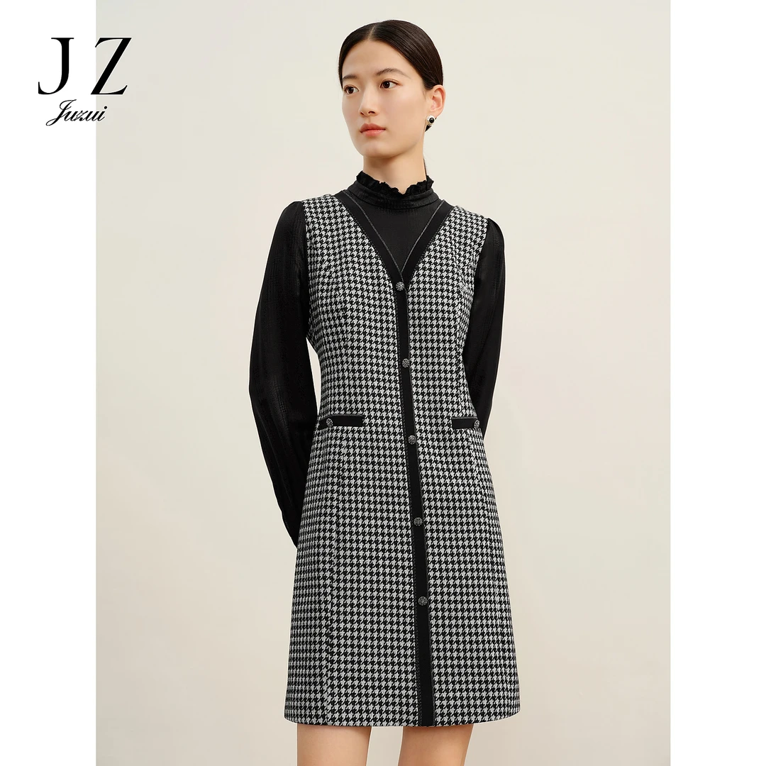 商场同款JZ玖姿JWDQ50016通勤OL风假两件连衣裙女秋季款