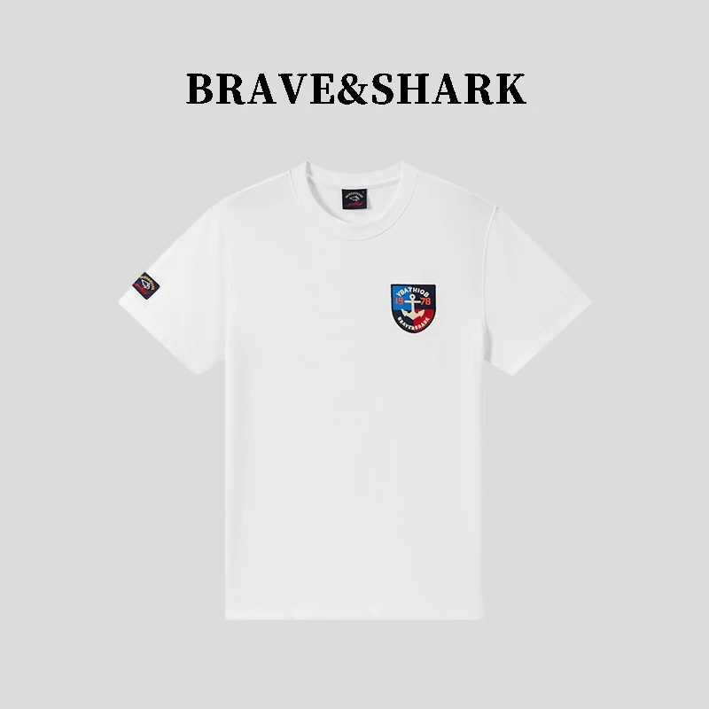 BRAVESHARK/勇士鲨鱼男士夏季高克重休闲百搭速干刺绣T恤 7772