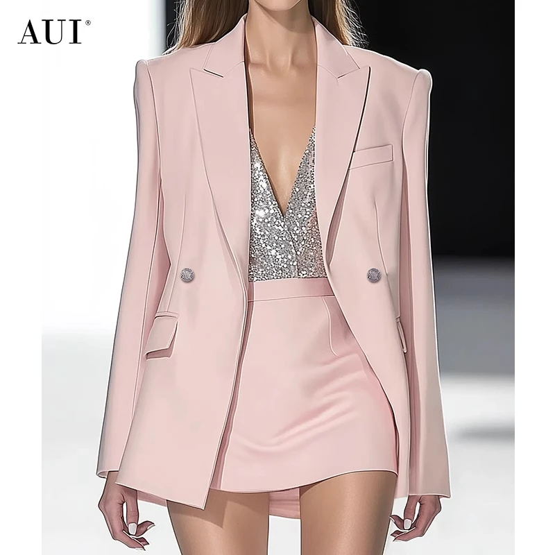 【臻臻专属】AUI粉色千金清冷感贵系衣服西装半身裙套装女-20240770