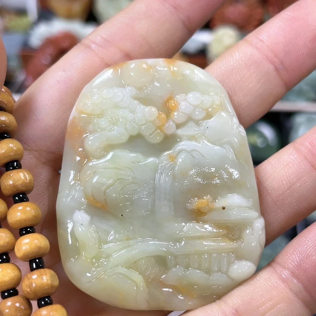 蛇纹石玉颈饰合金