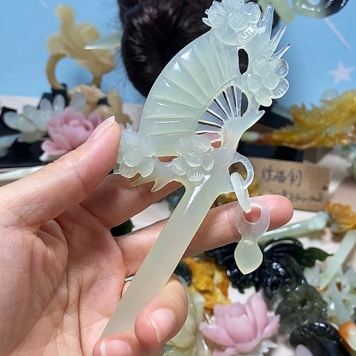 三***姐岫玉未镶嵌发簪发簪