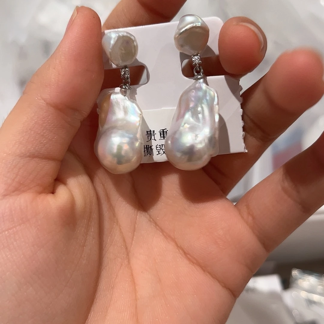 合金淡水珍珠耳饰