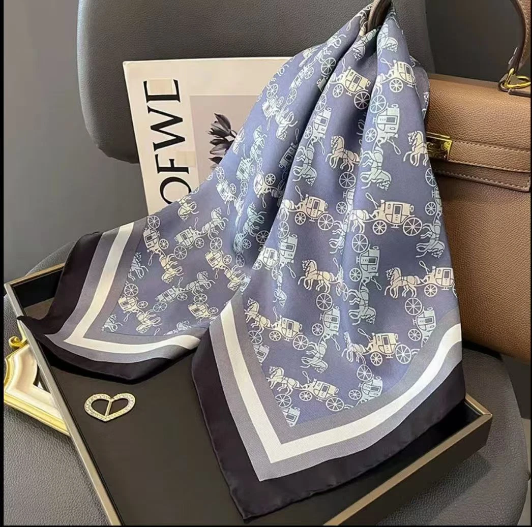 【绮途车影】70*70cm女小花百搭围巾防晒空调披肩时尚气质春夏