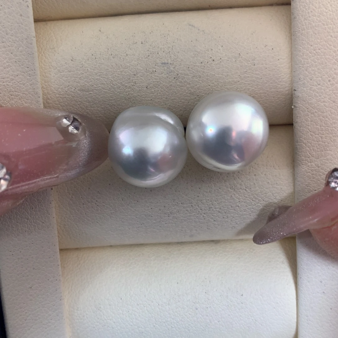 海水珍珠耳饰银S925镶嵌
