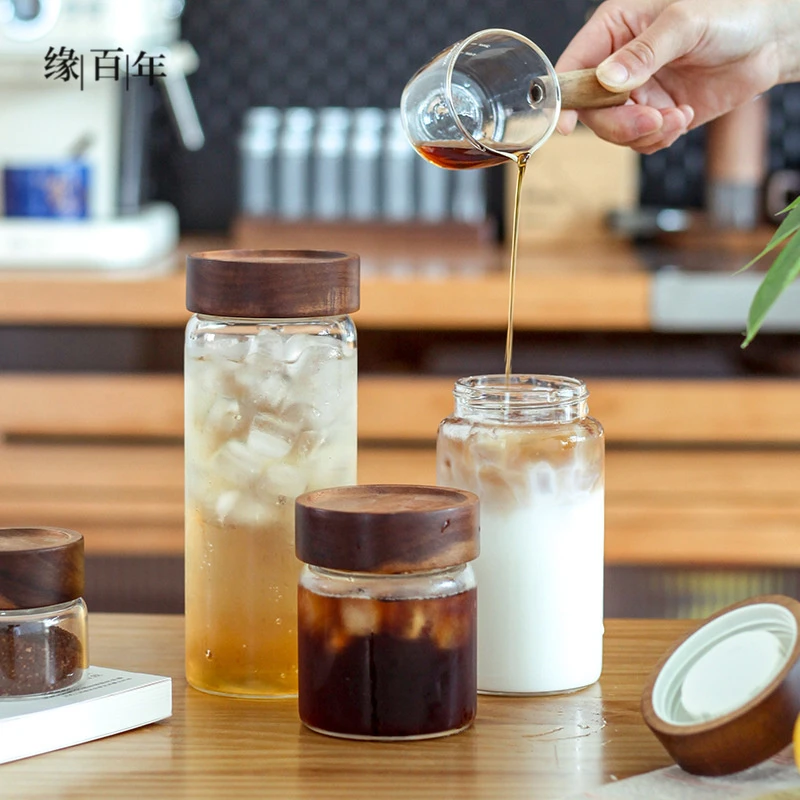 便携外带玻璃杯带盖喝水杯女耐高温个人专用茶杯密封随行咖啡杯子