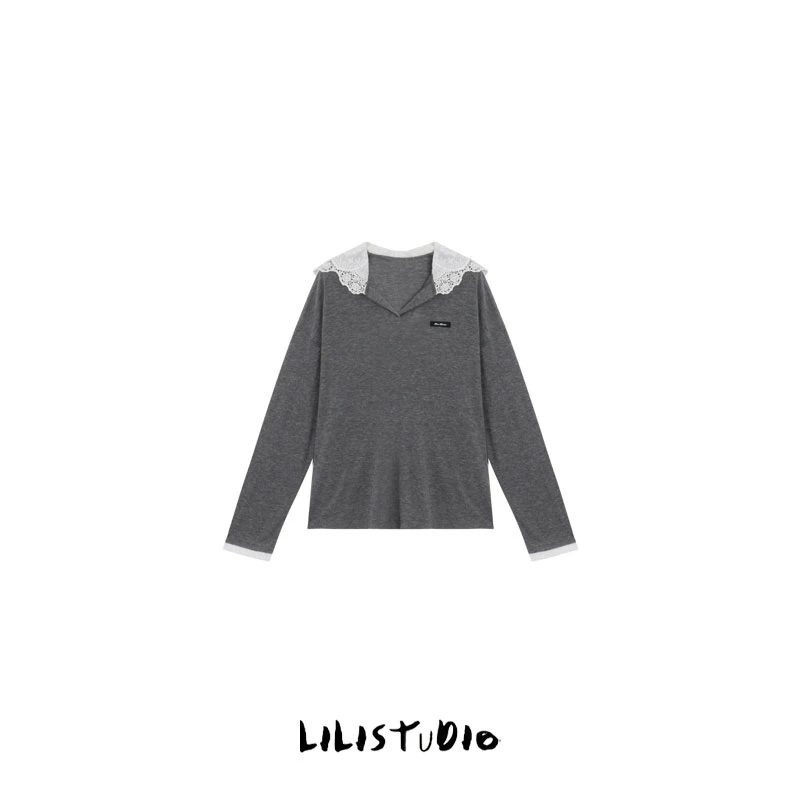 PCNY「简雅素裳」不理理夏季新款小众女装时尚简约设计感蕾丝T恤女