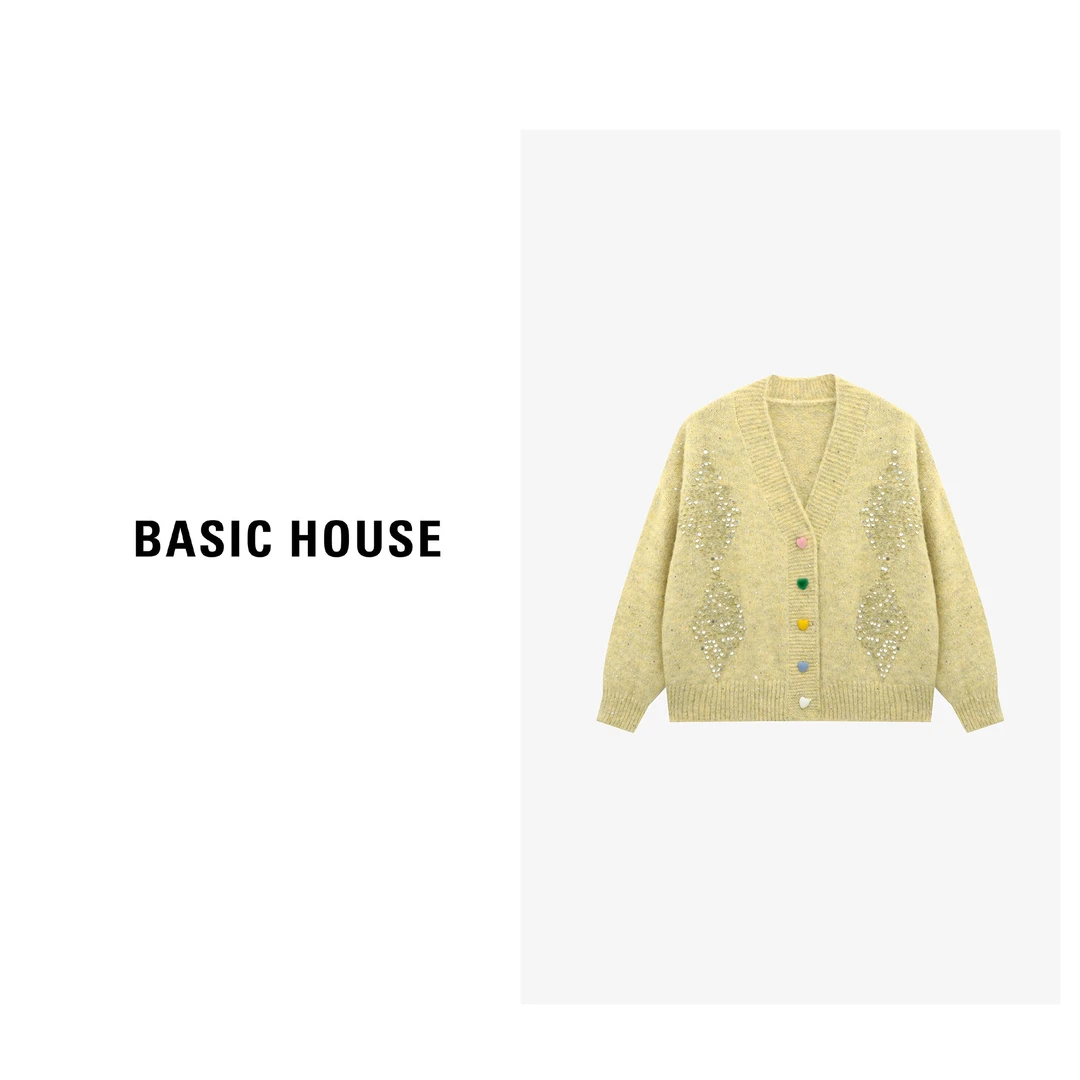 Basic House/百家好秋季时尚彩色纽扣毛衣-B0625B5NHF2