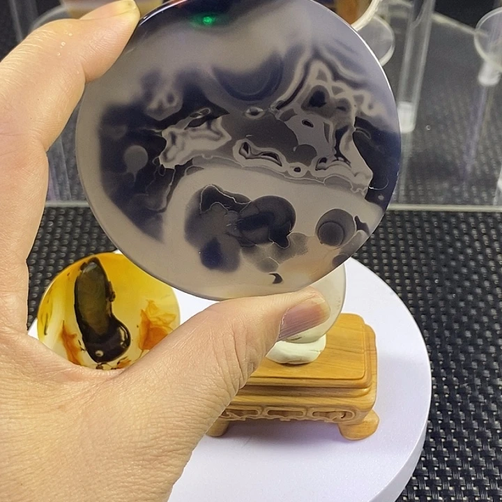 合成碳硅石非金属时尚图纹画面石饰品