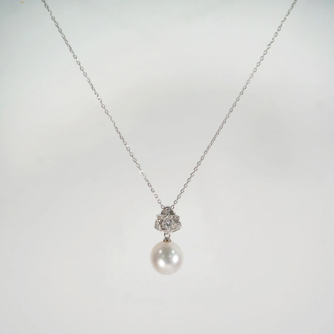 Gloire/古名【娇娇】S925银伊丽莎白玫瑰淡水珍珠吊坠 11-12mm