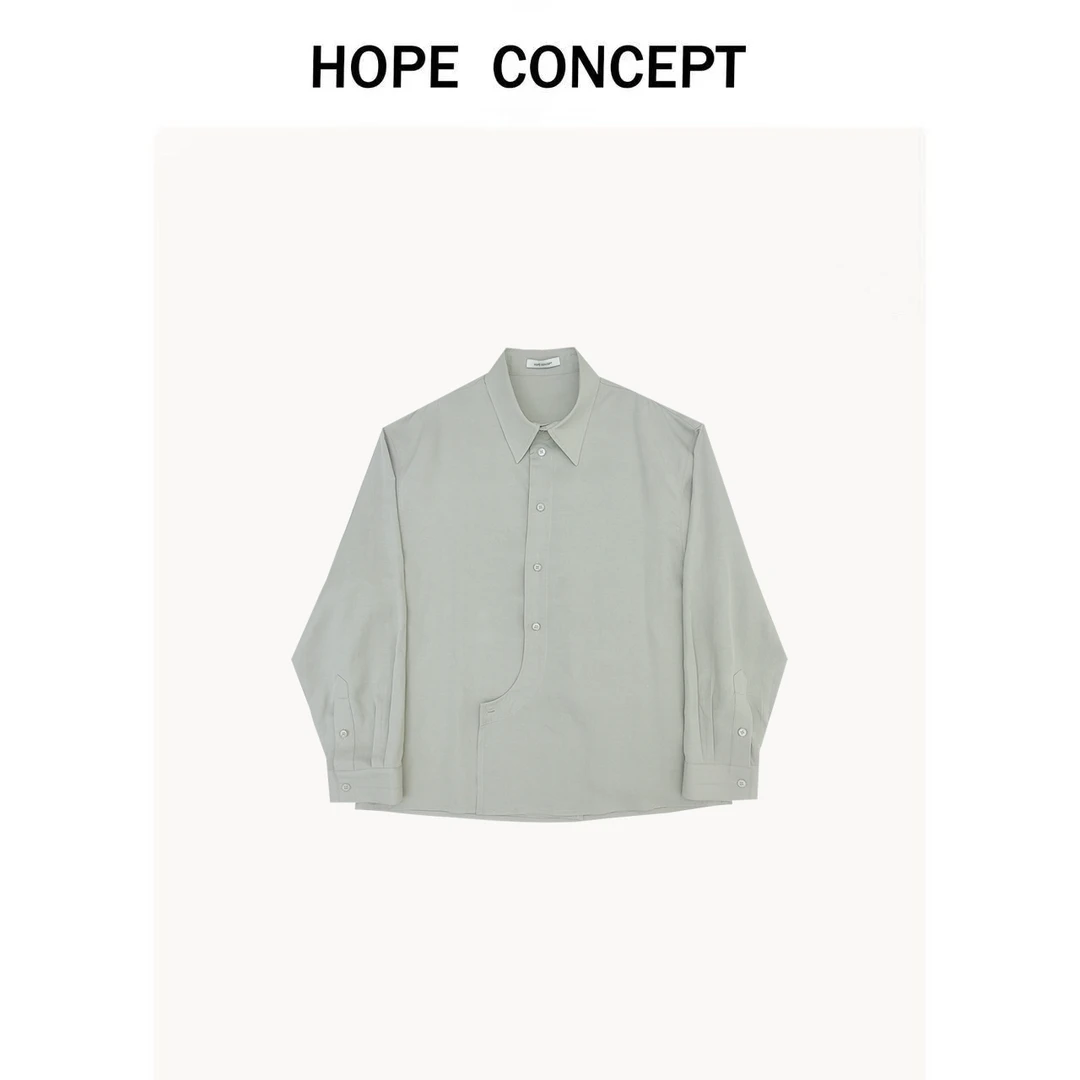 25191#HOPECONCEPT新派老钱高奢极简风 lem质感松弛天丝亚麻衬衫