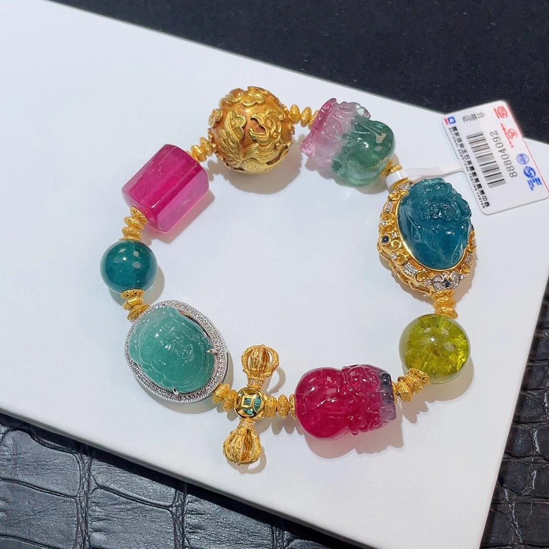 碧玺手链18K金镶嵌 上新 多宝设计款