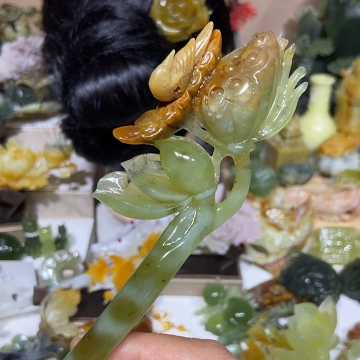 蛇纹石玉未镶嵌发饰