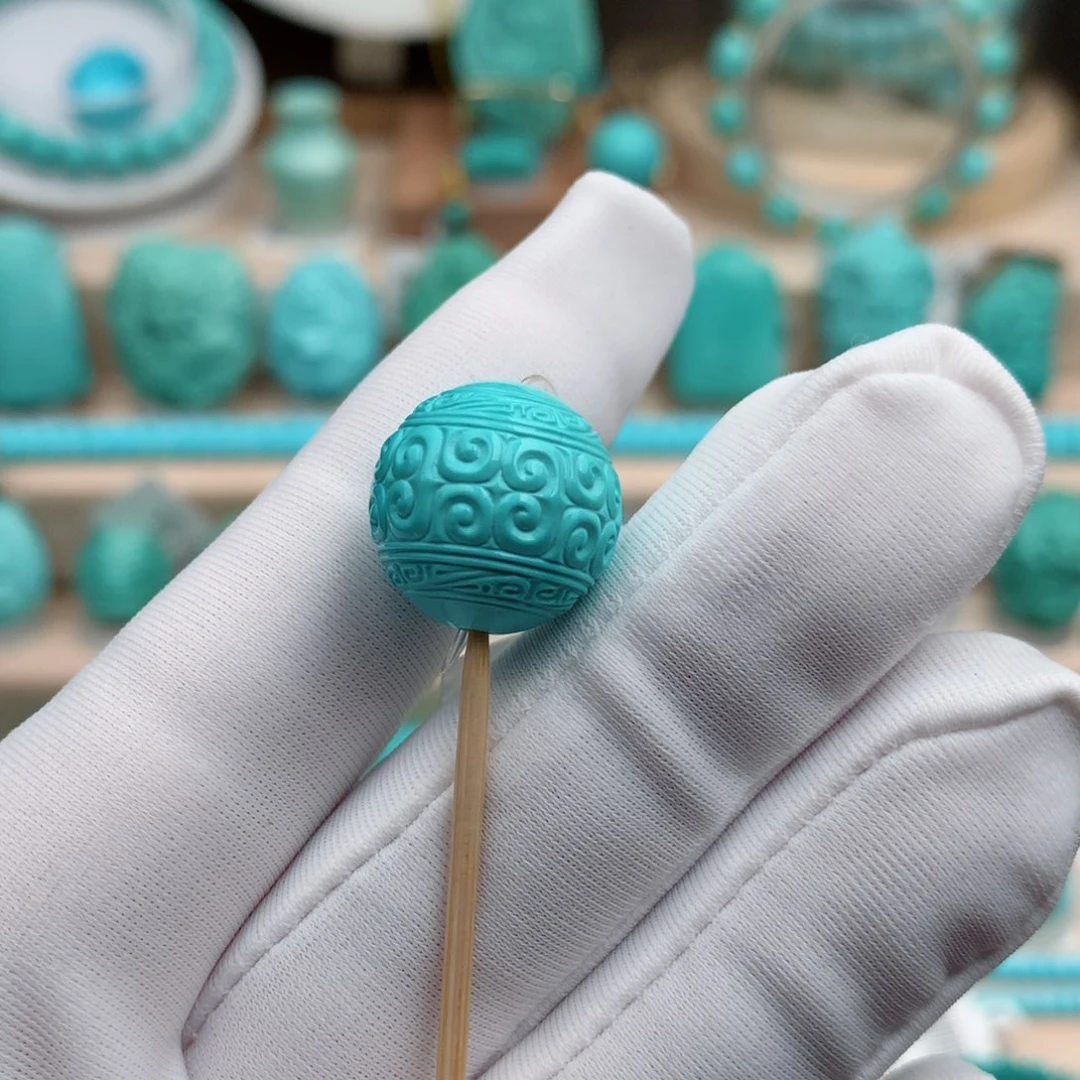 绿松石珠宝奇石未镶嵌15.3mm