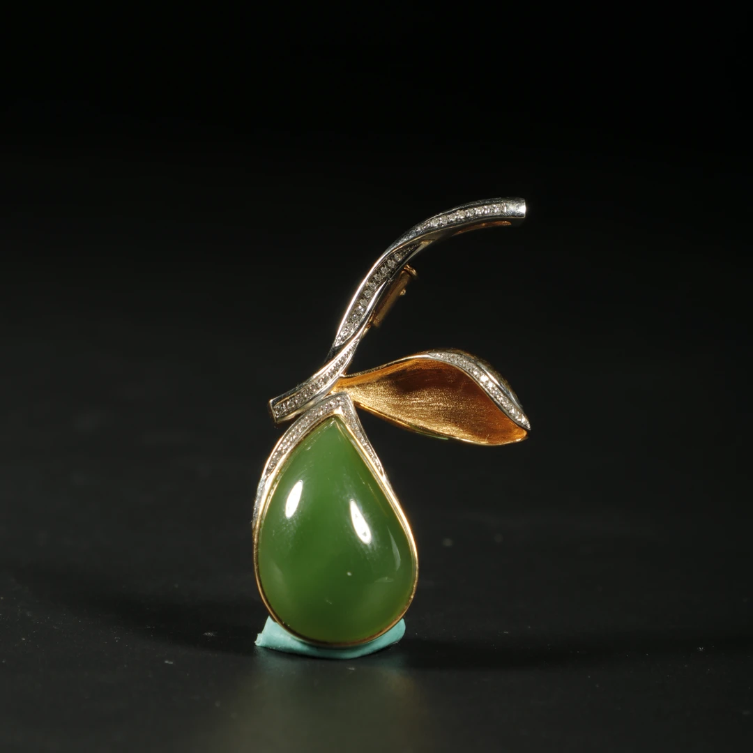 lot8828和田玉碧玉胸花/云南典藏