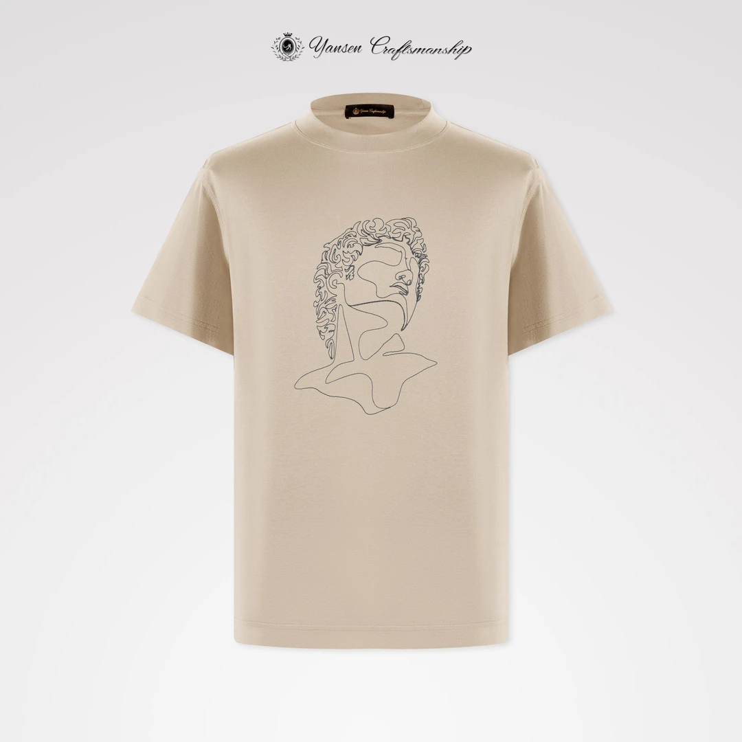 【黑标系列】特种车缝针线精工绣花定制抗菌面料圆领短袖T恤 KI029