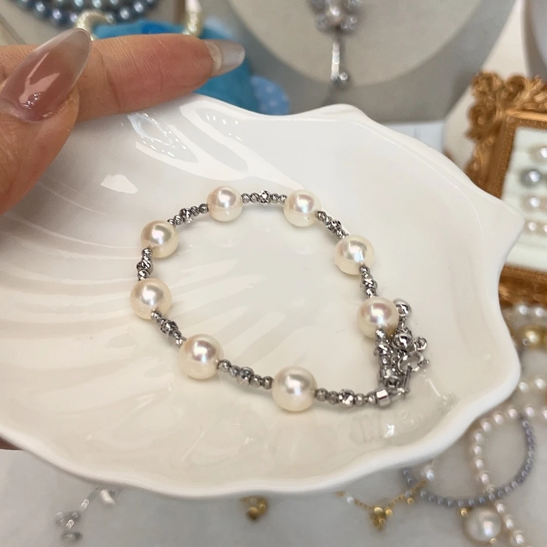 手绳海水珍珠银S925镶嵌