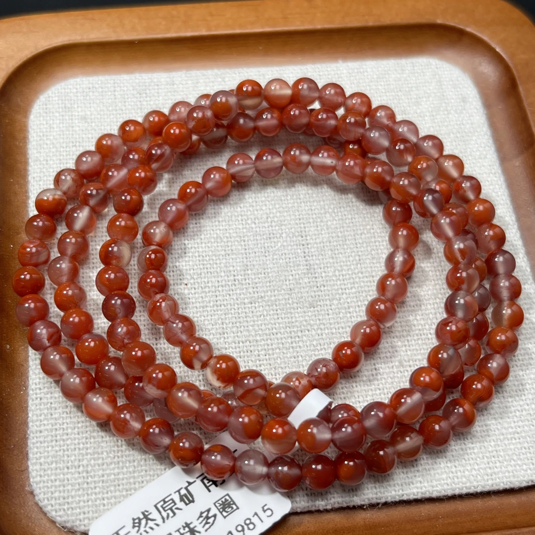 天然原矿瓦西九口南红玛瑙飘花圆珠多圈手串尺寸约5毫米AC0908