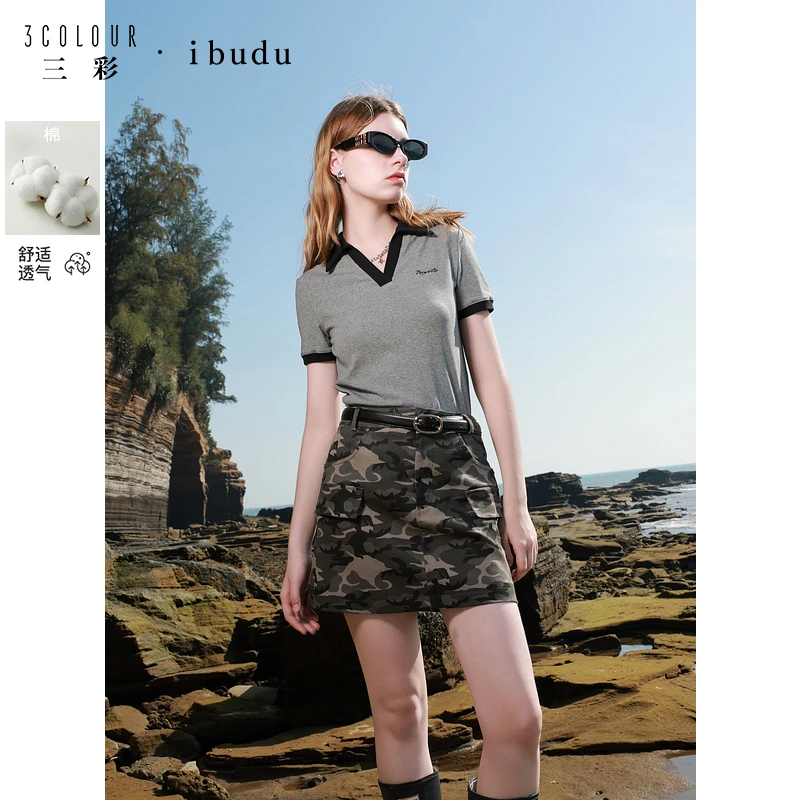 1492三彩2025春季新款字母印花撞色Polo领T恤短袖套头衫db