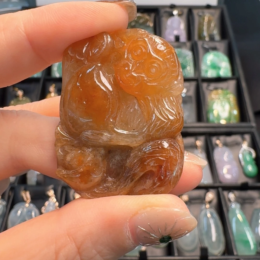 翡翠未镶嵌吊坠(不含链)灵猴献瑞