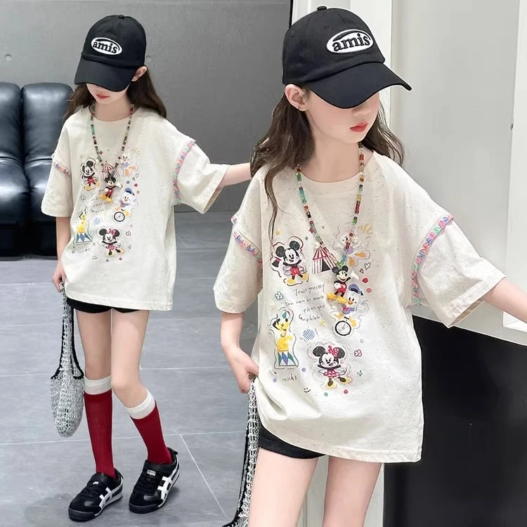 夏款中大童装宽松洋气夏装上衣休闲短裤套装薄款背心女童12岁长裙