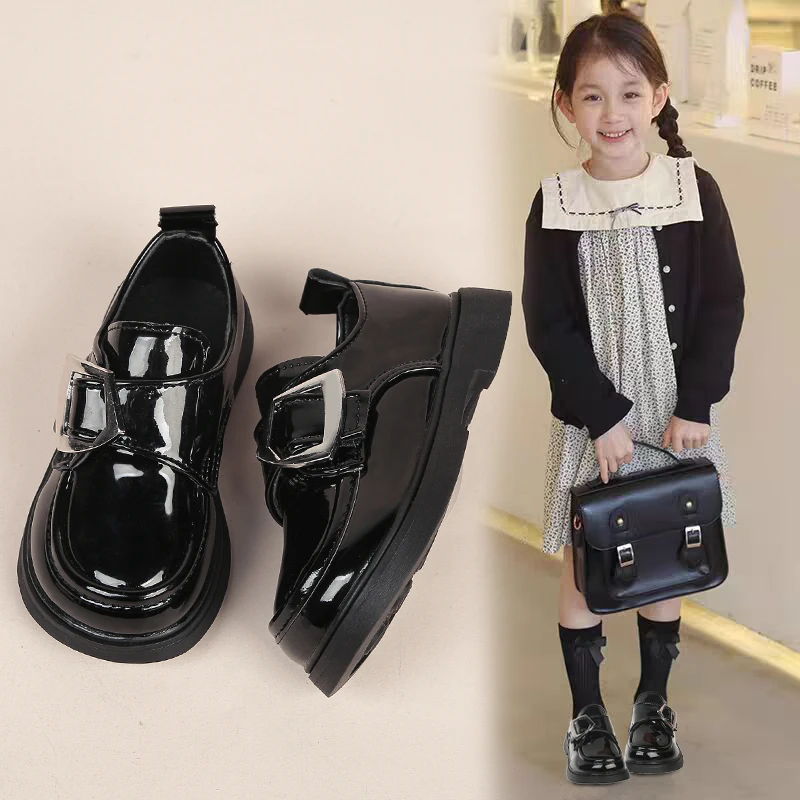 女童皮鞋公主鞋2025春季新款儿童鞋子黑色小女孩单鞋英伦风乐福鞋