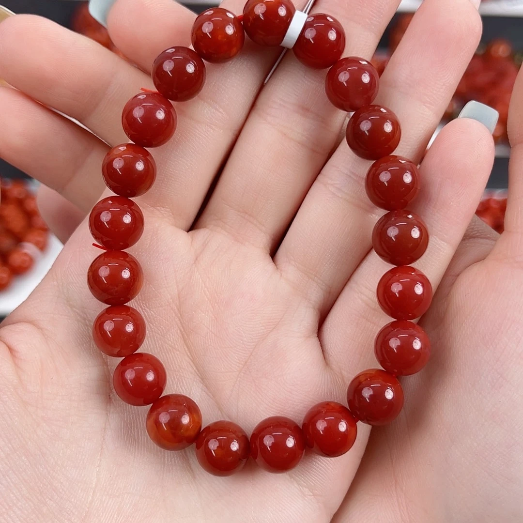 南红玛瑙未镶嵌瓦西牛血红9mm手串