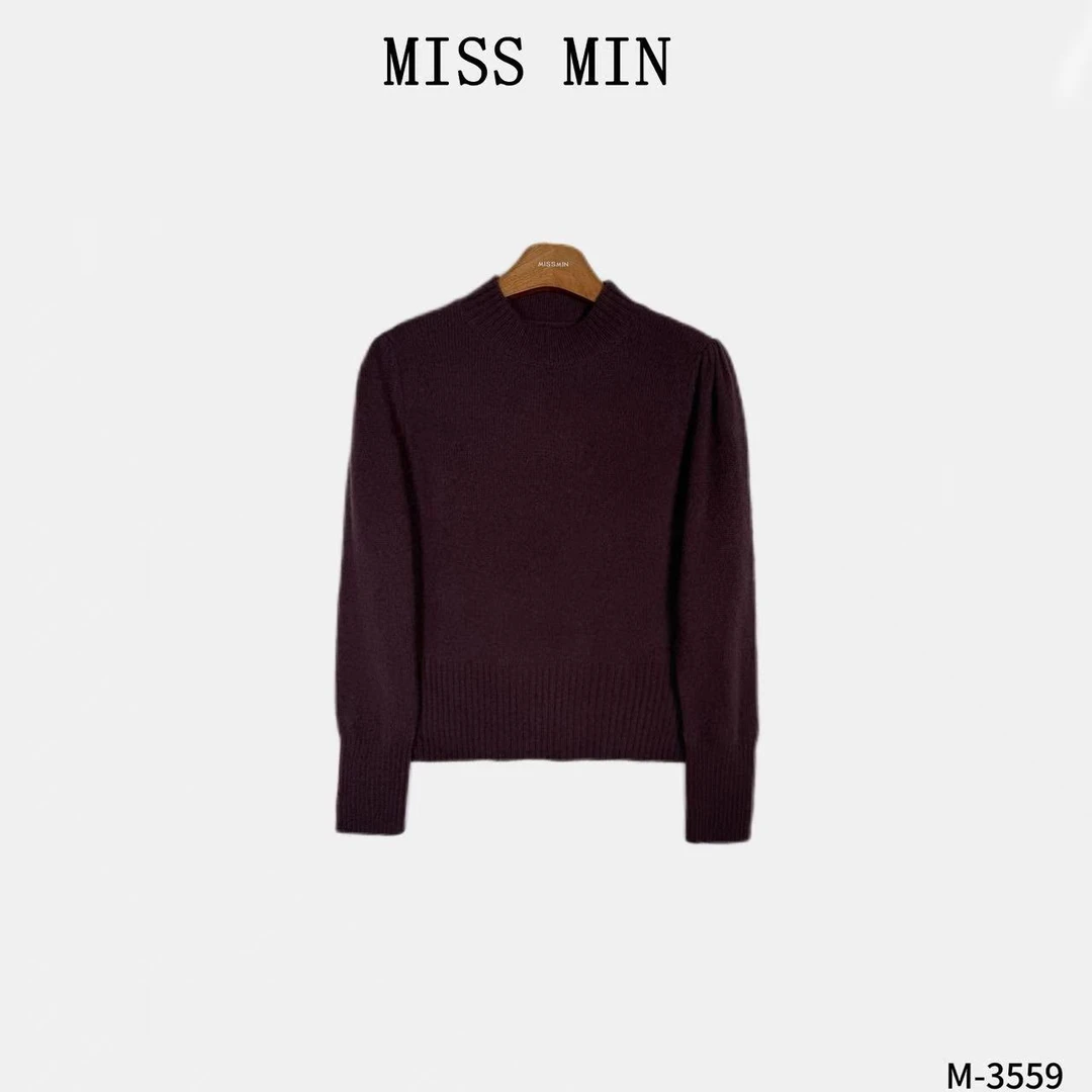 MISS MIN【定格】绵羊毛+山羊绒领设计衣服通勤百搭显瘦上衣M-3559