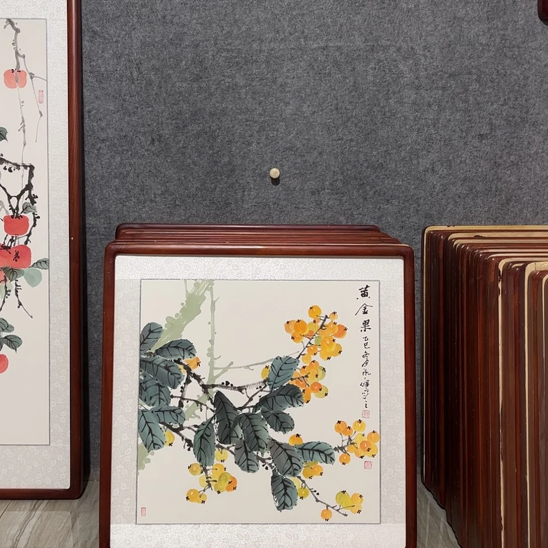 国画书画作品带框63×63