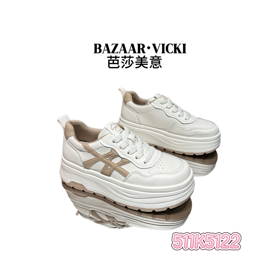 BAZAAR VICKI/芭莎美意511K5122圆头板鞋胶粘时尚休闲鞋厚底百搭