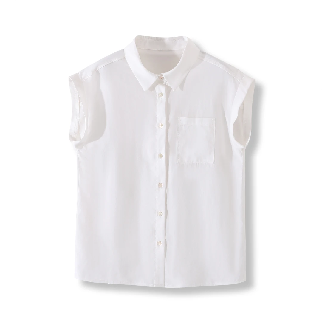 K H Studios 夏日莱赛尔纤维落肩圆口袖衬衣