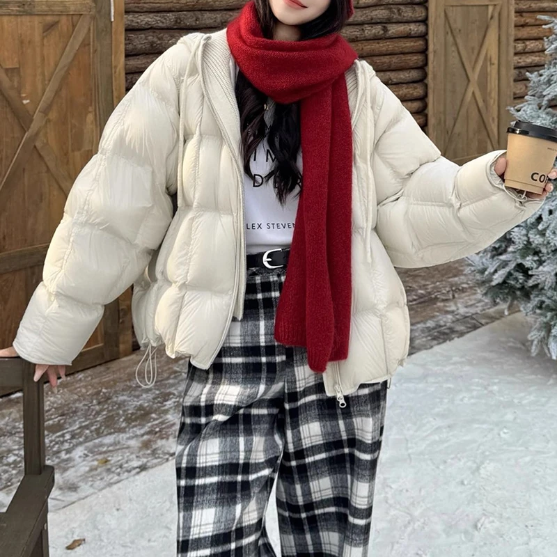 霖优今年流行连帽豆腐块棉服外套女款冬季新款宽松大码面包服棉袄