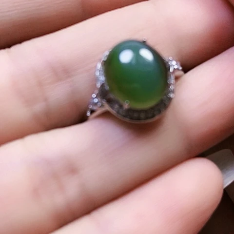 和田玉戒指银S925镶嵌