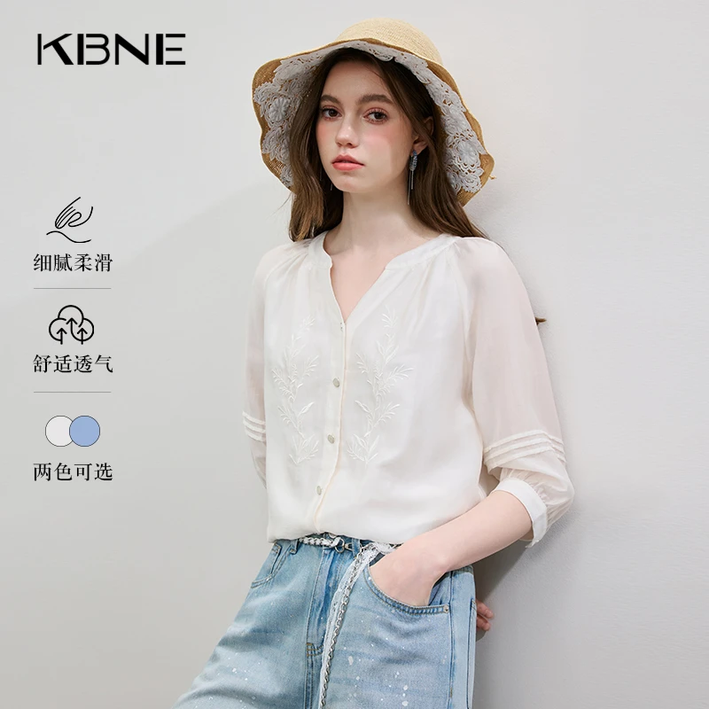 新中式国风小众改良衬衫女衬衣时尚法式上衣kbne2025夏装新款薄款