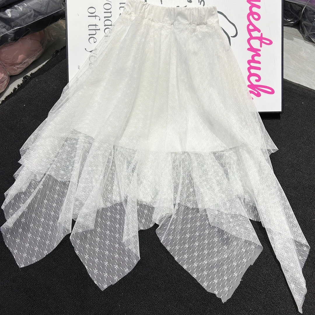 HK潮牌女童裙子2025新款夏装中大童蕾丝半身裙夏季624