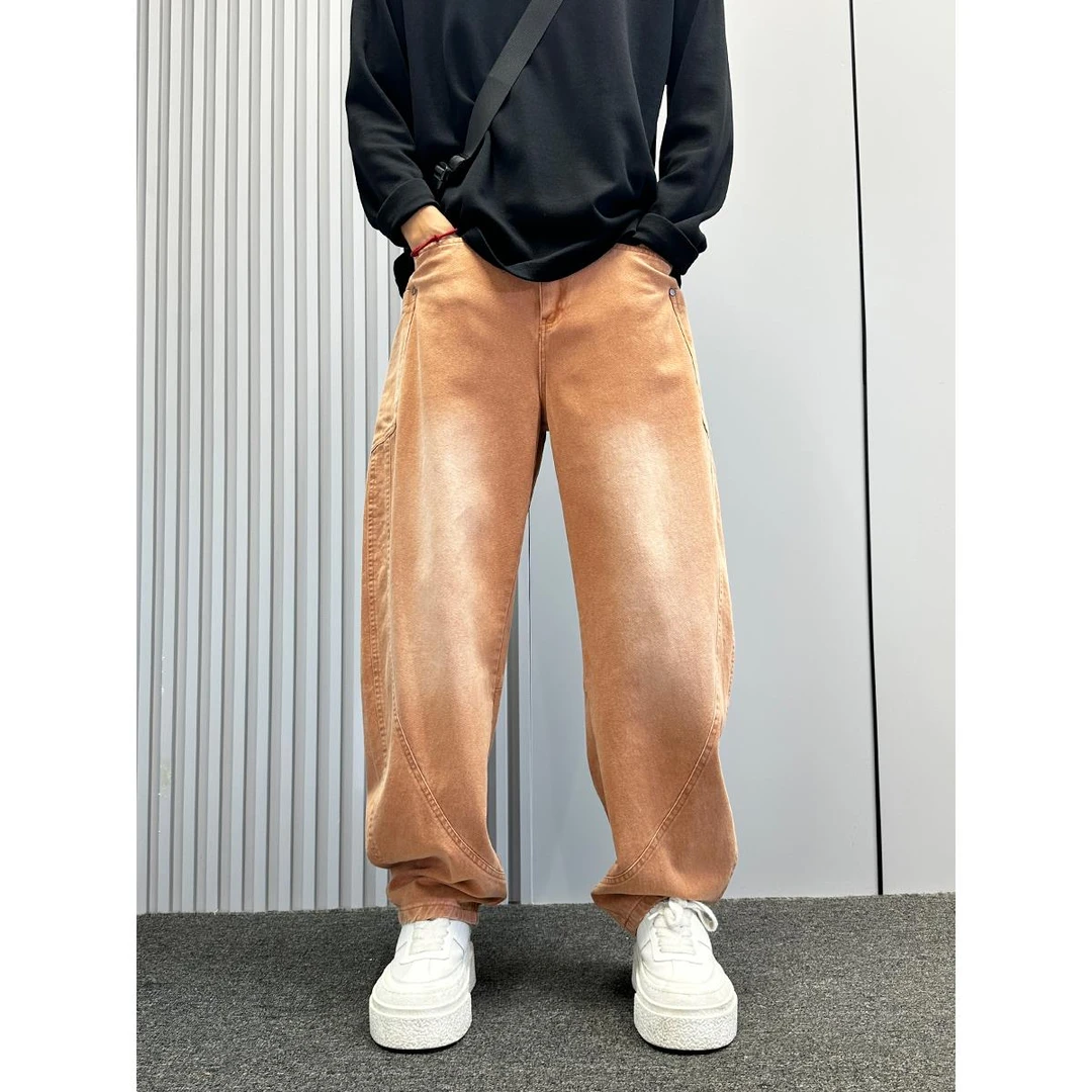 美式覆古弯刀牛仔裤男2025秋季新款宽松直筒裤痞帅潮牌阔腿工装裤