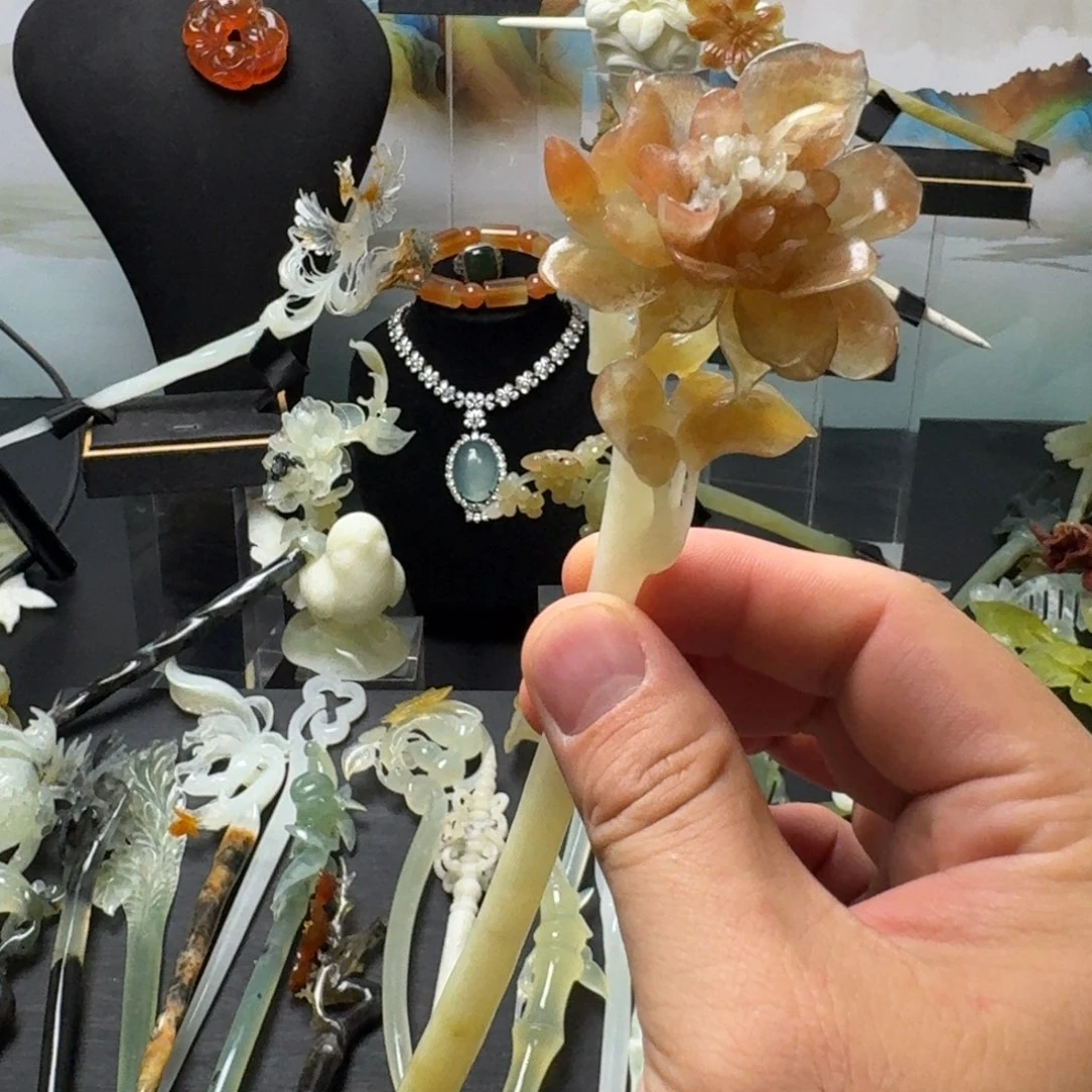 蓝***娅蛇纹石玉未镶嵌发饰