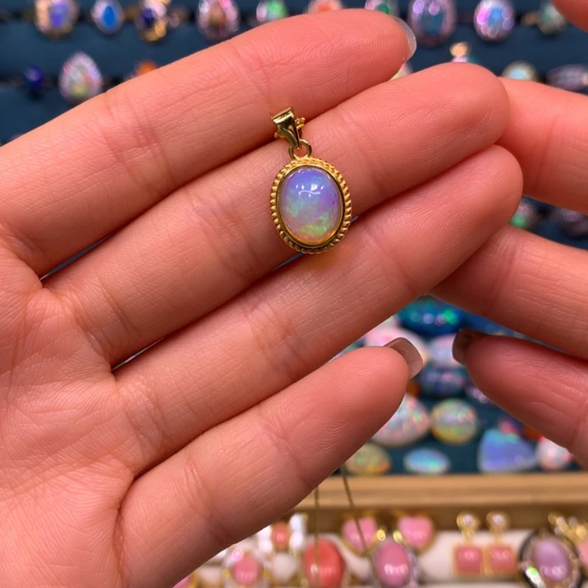 【闪购商品】欧泊项链款式银S925镀金镶嵌