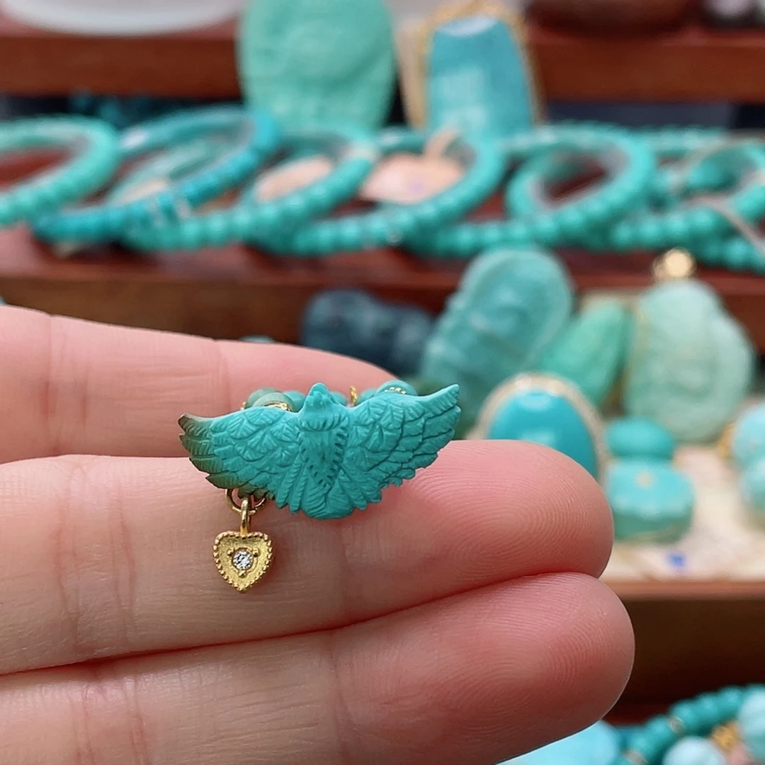 绿松石18K金镶嵌珠宝半成品