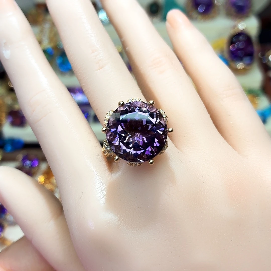 戒指水晶银S925镶嵌