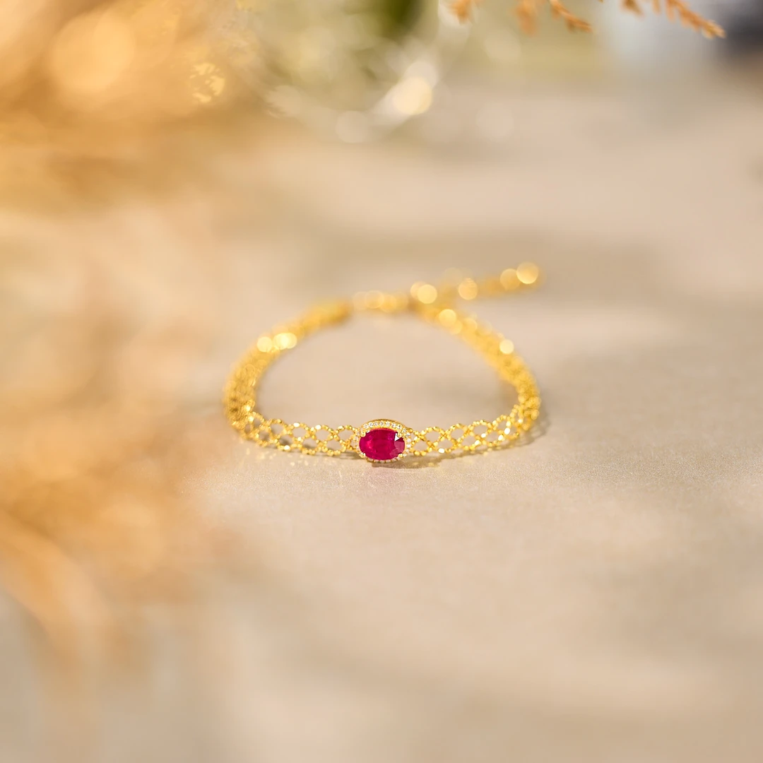 【歪歪】红宝石手链18K金明星同款饰品小众珠宝（多样性发一）X-U5096