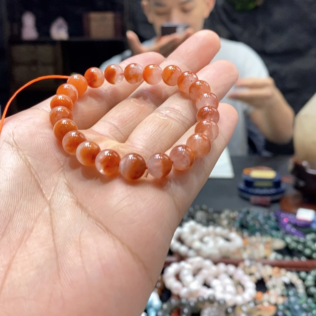 未镶嵌手链水晶红兔毛7mm+