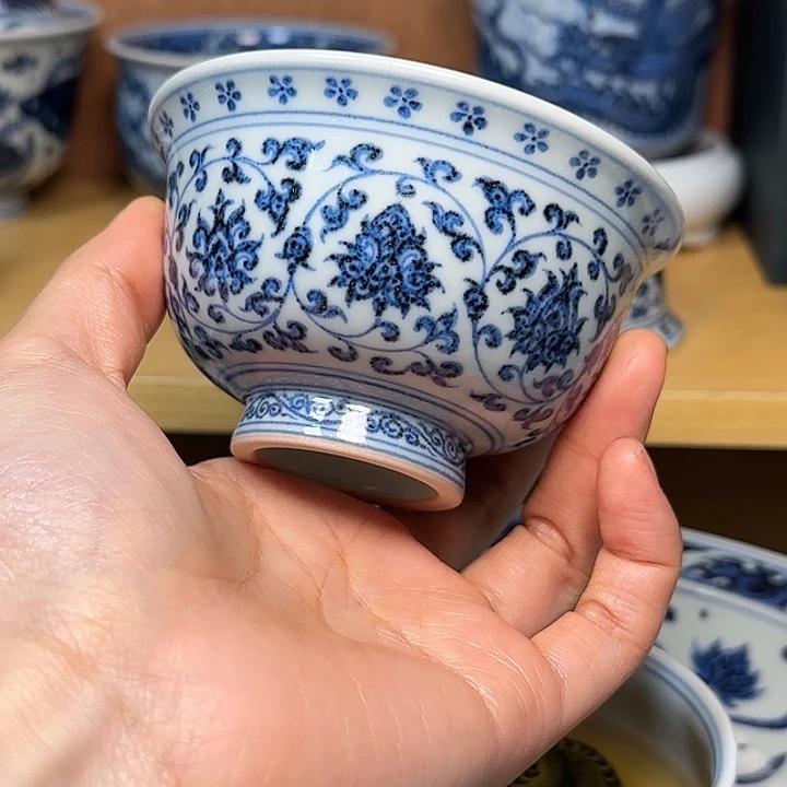 缠枝莲压手杯五云随安