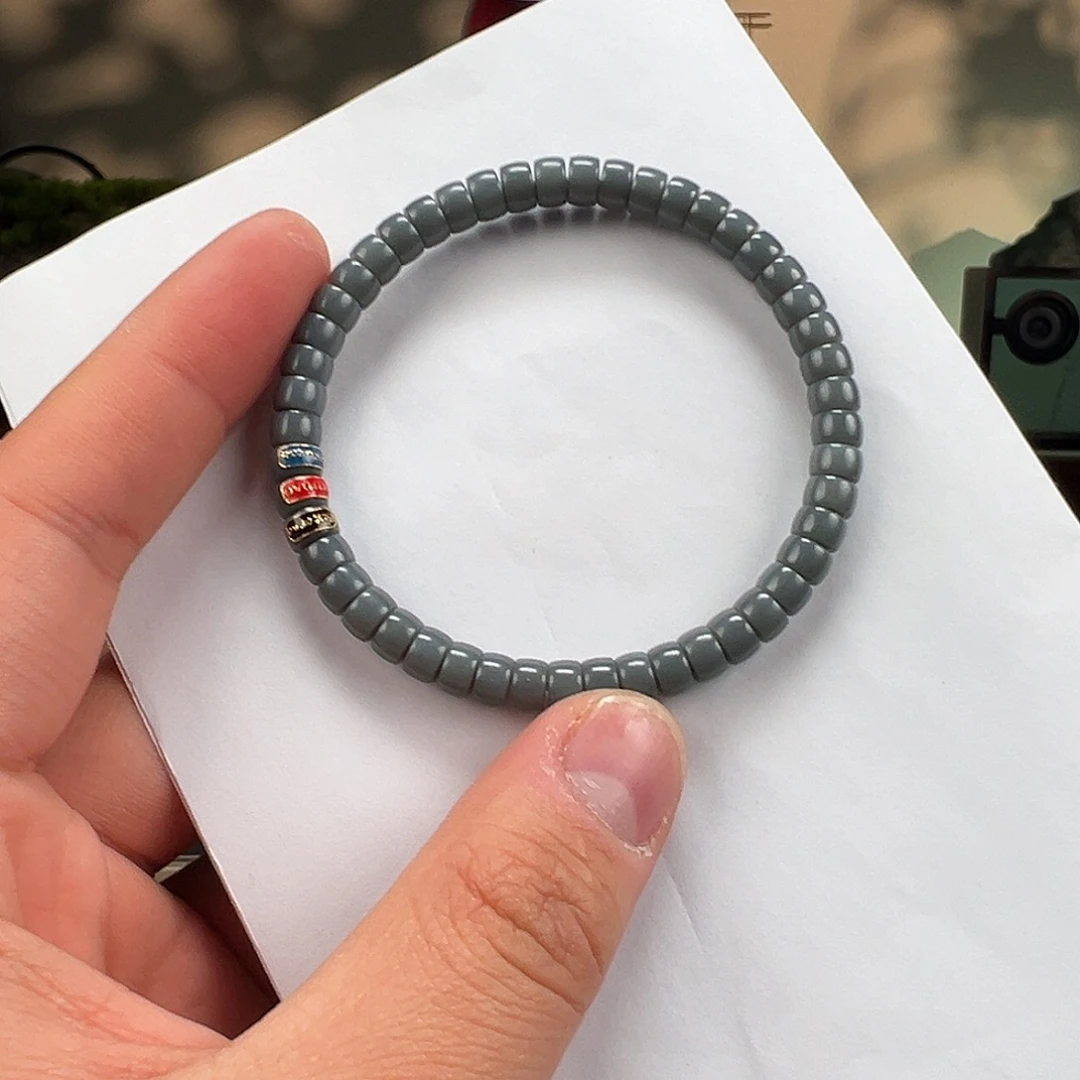 和田玉未镶嵌手链卡6mm格雷灰藏物