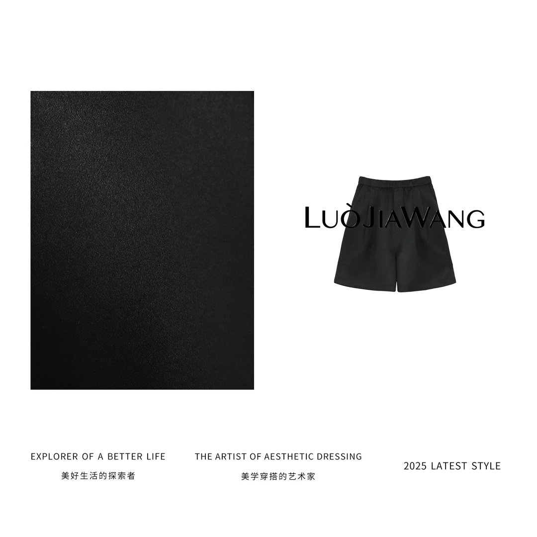 100%桑蚕丝香云纱优雅质感百搭显白休闲短裤LUOJIAWANG