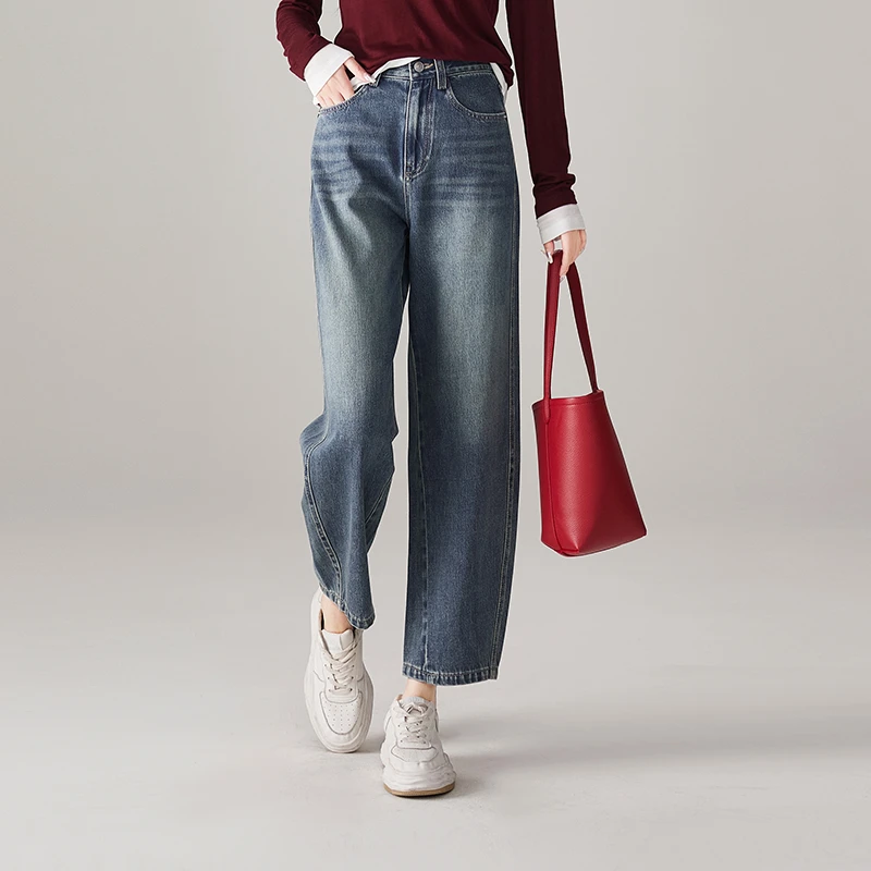 索菲丝尔窄版镰刀裤2025年新款休闲时尚简约九分裤牛仔裤女512002