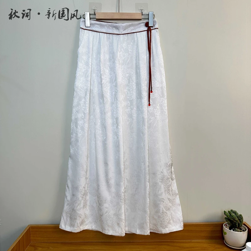 【映雪—裤】秋词感提花夏季新款高腰显瘦百搭休闲裤大阔腿裙裤